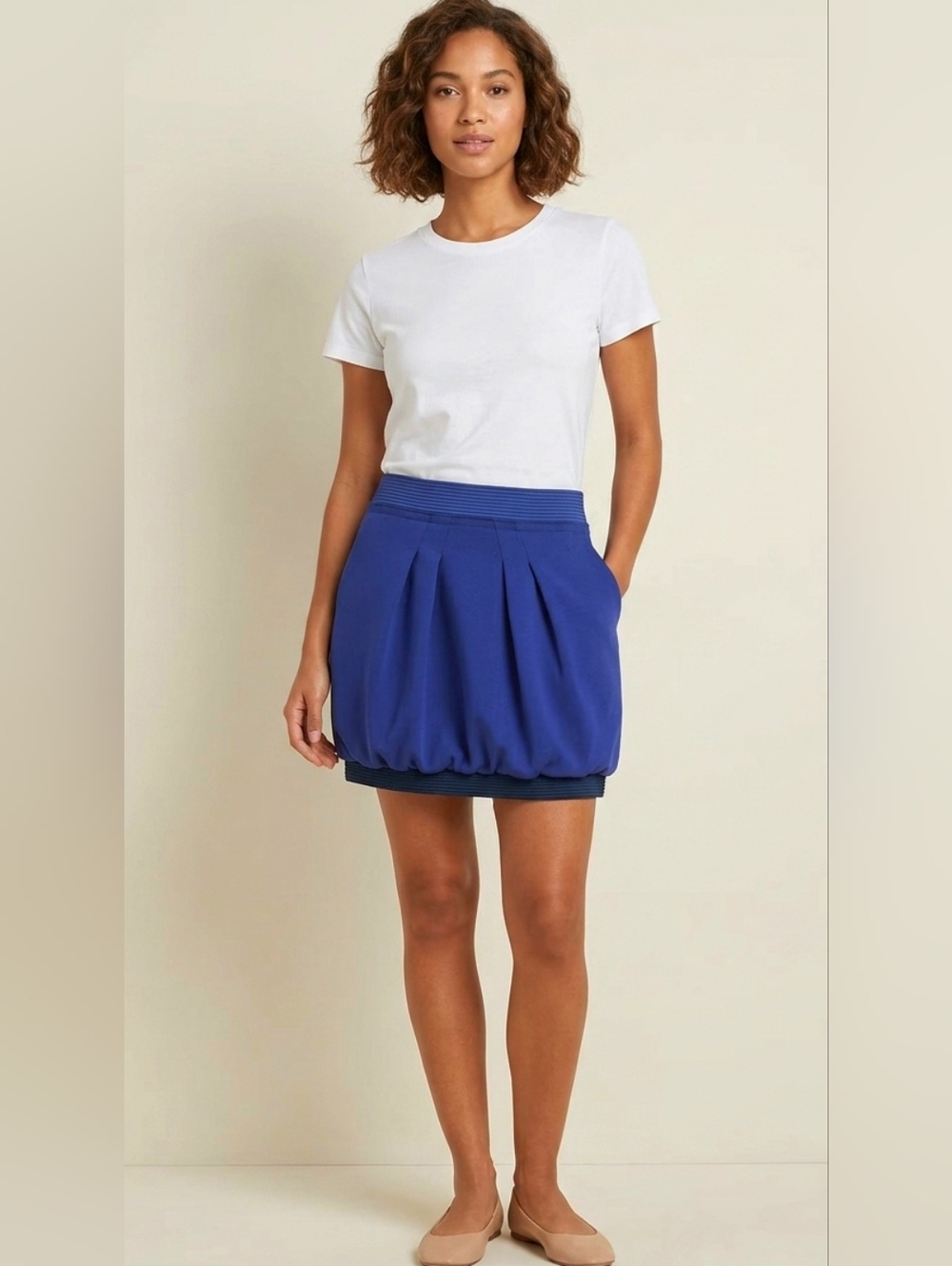 BCBGMaxAzria Royal Blue Pleated Bubble Mini Skirt
